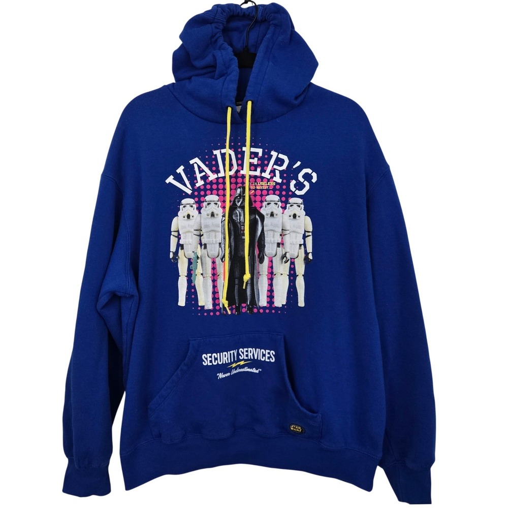 Star Wars Darth Vader Hoodie Mens Large Blue Security Services Sweatshirt Disney